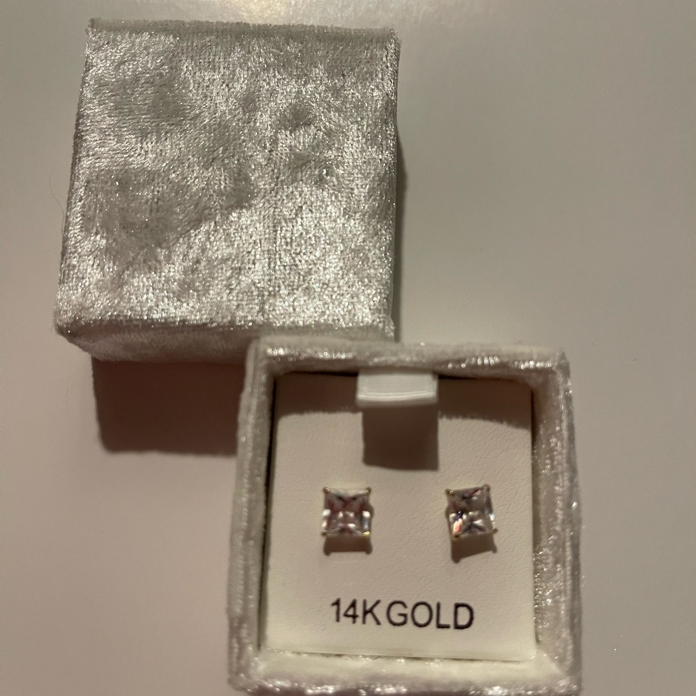 14K Gold CZ Stud Earrings